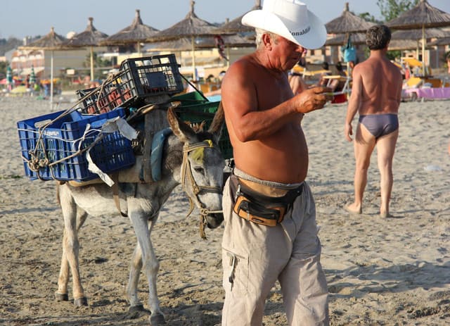 Händler am Strand