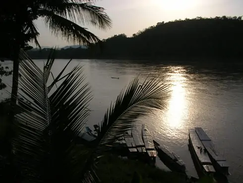 Fluss Panorama in Laos, Sonnenuntergang