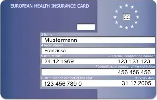 Europäische Krankenversicherungskarte/ EHIC, Vorderseite