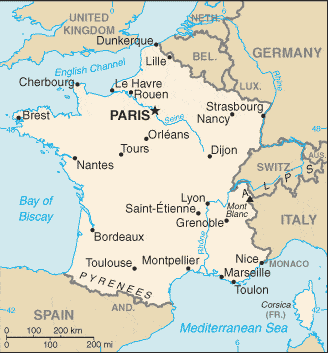 Frankreich, politische Karte