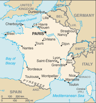 Frankreich, politische Karte