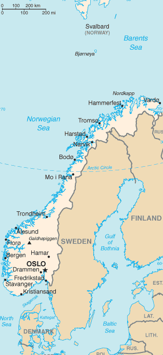 Karte von Norwegen