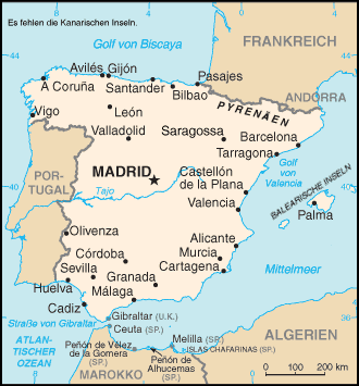 Karte von Spanien