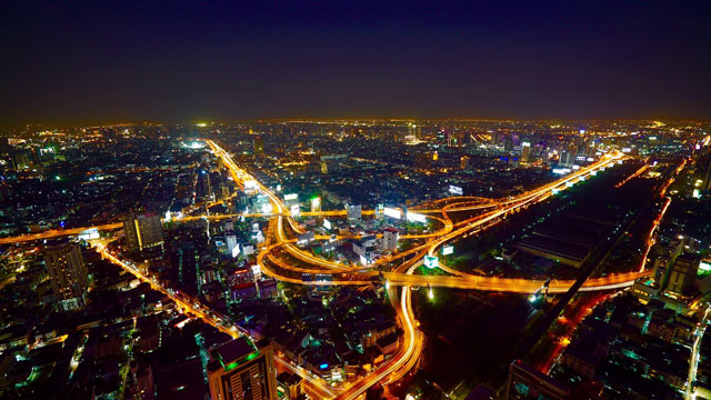 Bangkok, die Hauptstadt im nächtlichen Panorama