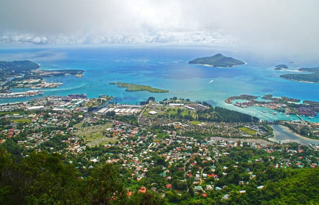 Blick auf Victoria, Hauptstadt der Seychellen